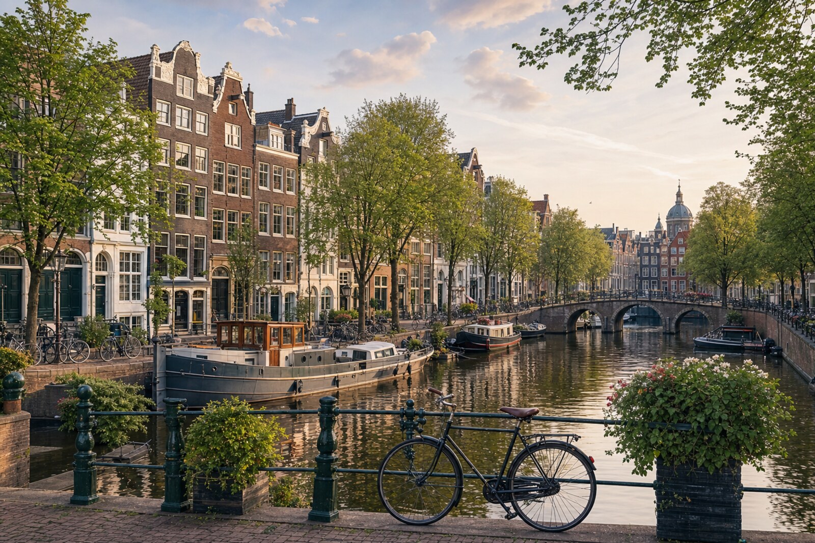 Generated editorial hero image of the city of Amsterdam