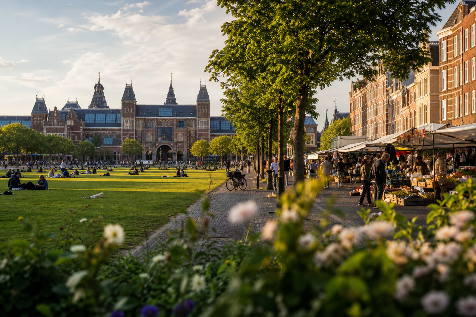 Route cover: Museumplein, De Pijp, museums, the market, and everyday city life.