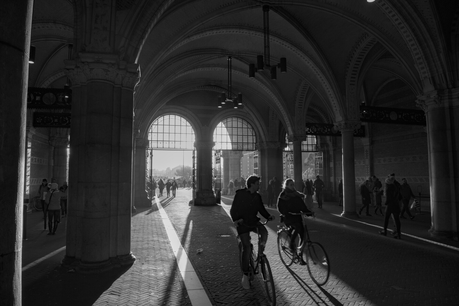 Bicycle tunnel beneath the Rijksmuseum in Amsterdam.