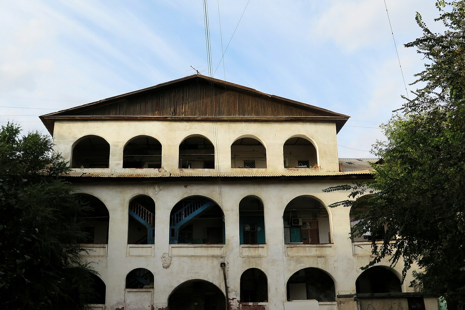 Arcades of the inner courtyard of the Persian Compound in Astrakhan.