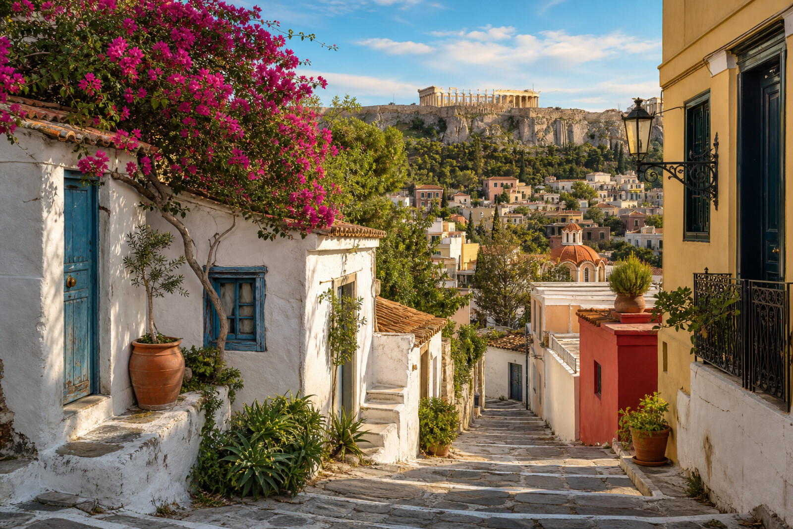 Route cover: Plaka and Anafiotika at the foot of the Acropolis of Athens
