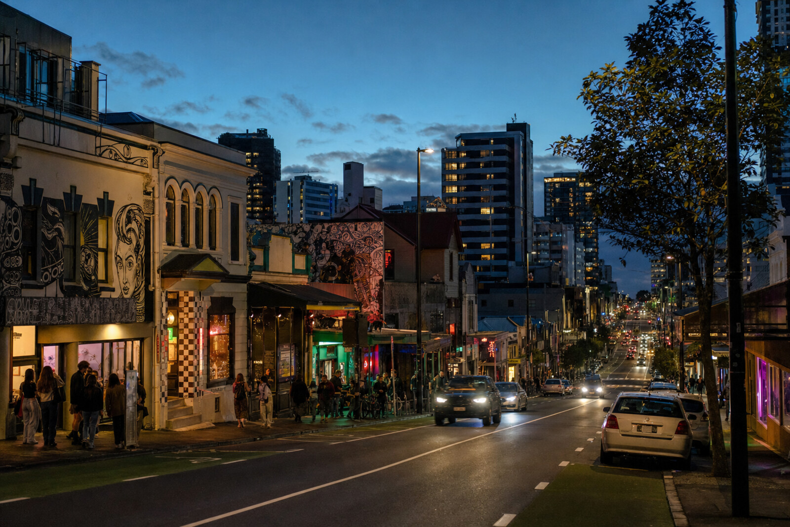 Route cover: Karangahape Road, Artspace Aotearoa, Samoa House, Galatos, and nightlife.