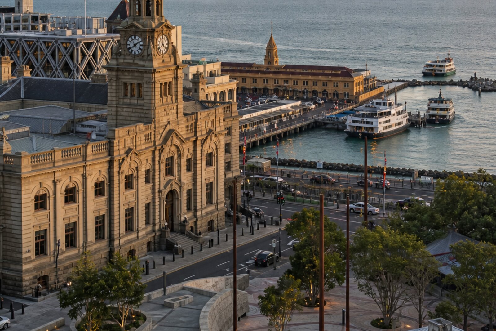 Route cover: Waitematā waterfront, Britomart, ferries, Viaduct Harbour, and Silo Park.