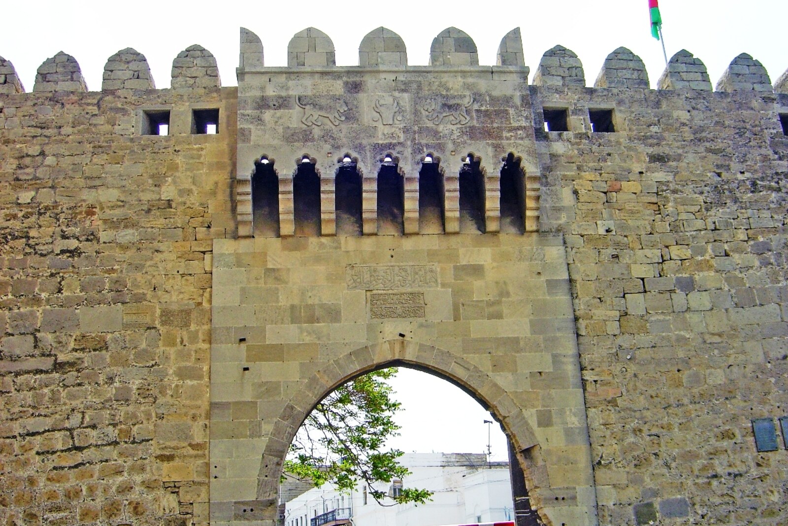 Two stone arches of Baku’s Double Gates.