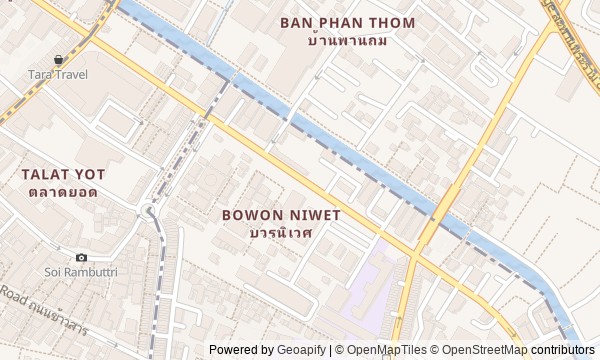 Walk map: Bang Lamphu between Ratchadamnoen Avenue and the Chao Phraya River