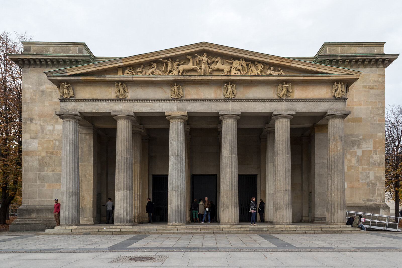 Facade of Neue Wache with Doric columns and a pediment