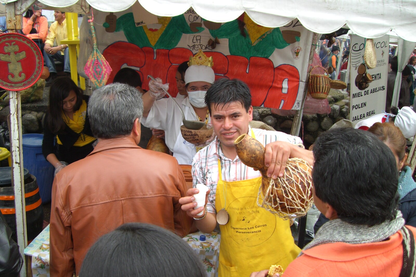 Chichería with drinks and dishes at a festival in the La Perseverancia neighborhood
