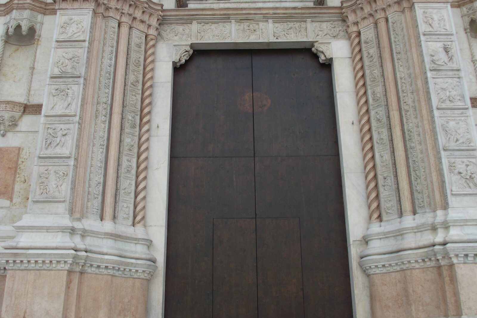 The unfinished facade of the Basilica of San Petronio on Piazza Maggiore