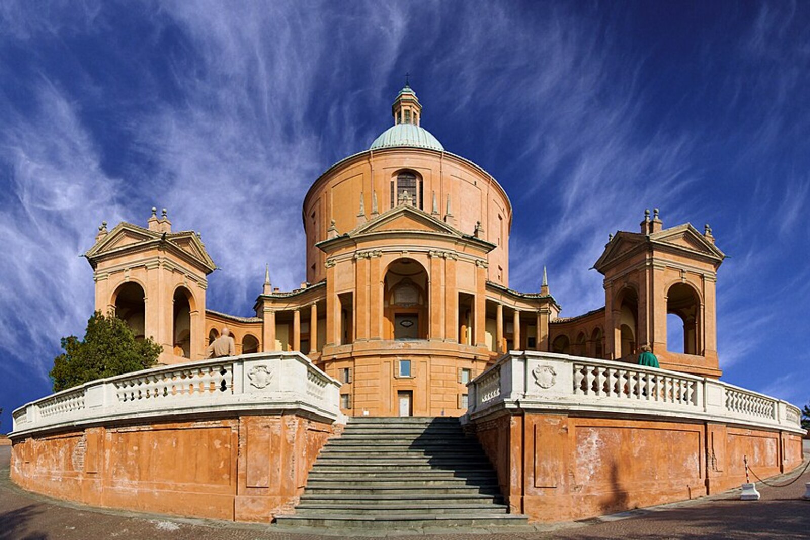 View from the panoramic terrace of San Luca Sky Experience over Bologna and the hills
