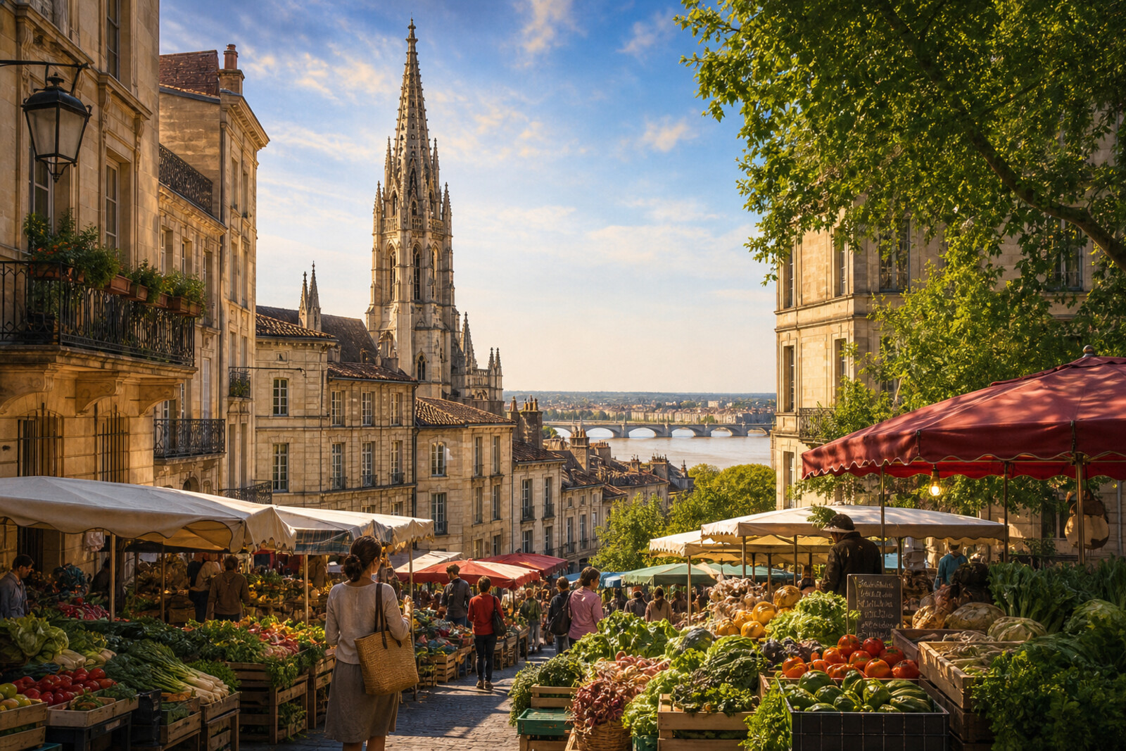 Route cover: Saint-Michel, the Gothic bell tower, the market, and southern Bordeaux