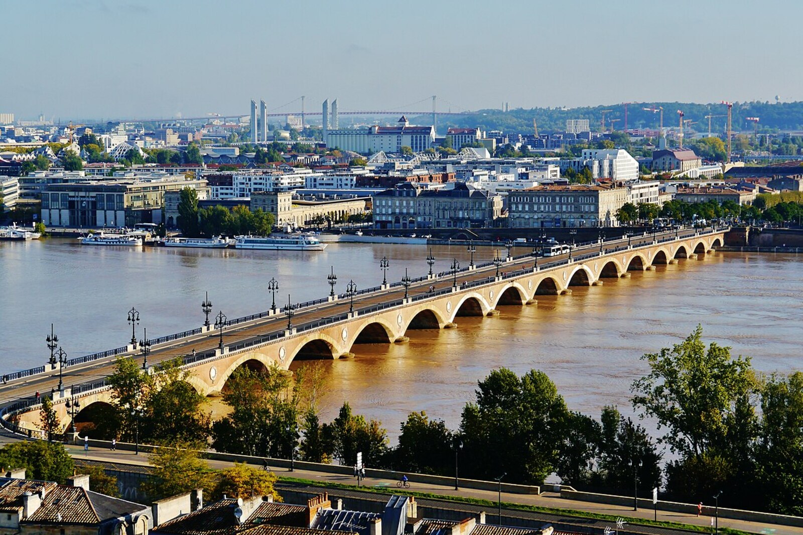 View from the top of the Saint-Michel bell tower toward the Garonne and the bridge