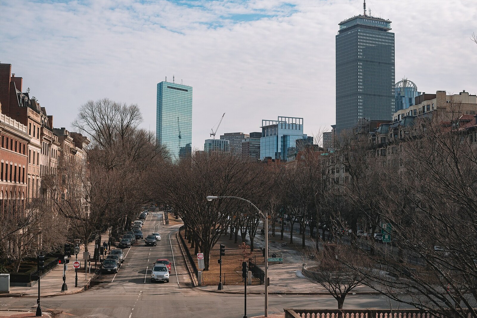 Commonwealth Avenue Mall with its central promenade in Back Bay.
