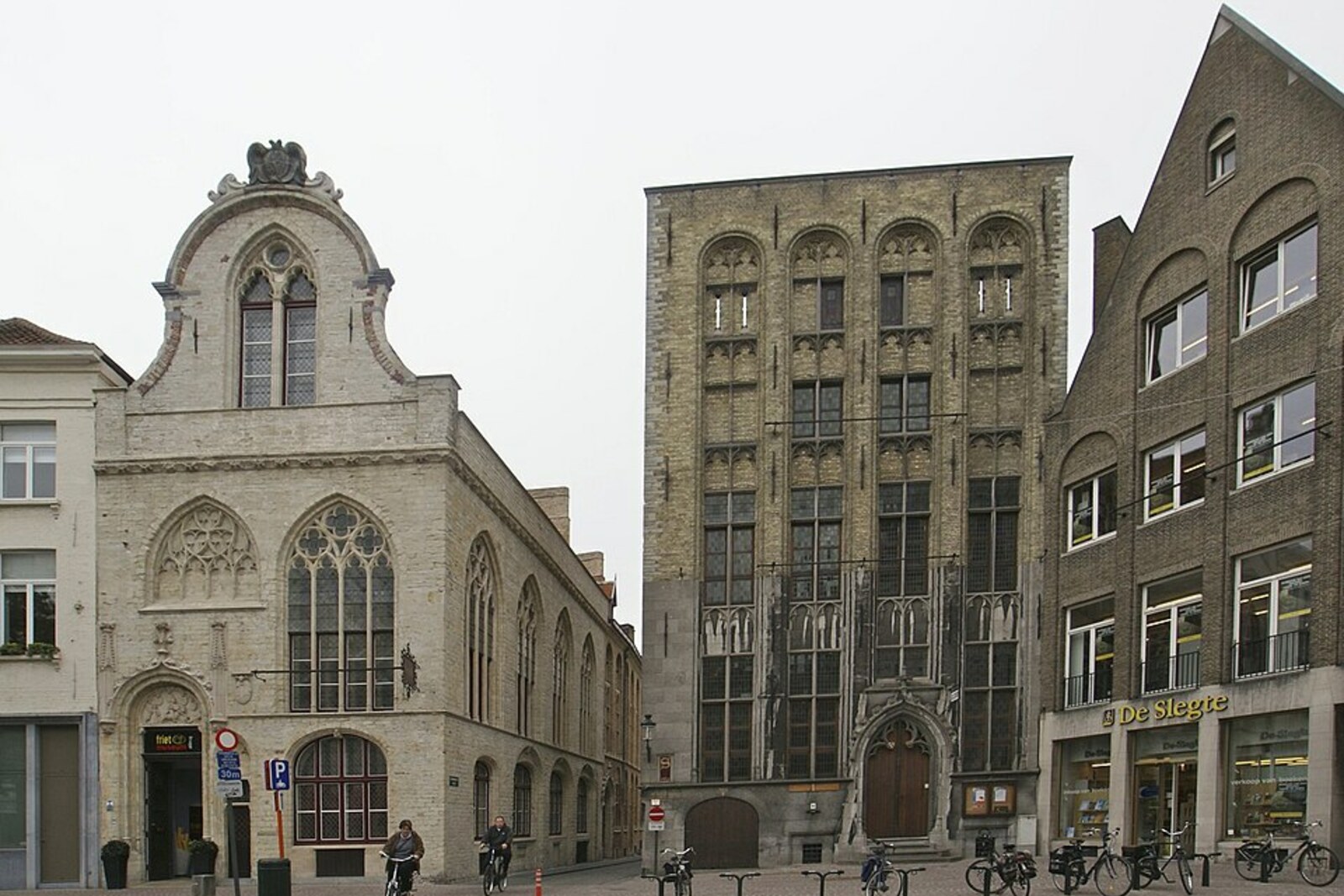 Façades at Oude Beursplein and the old exchange area of Bruges.