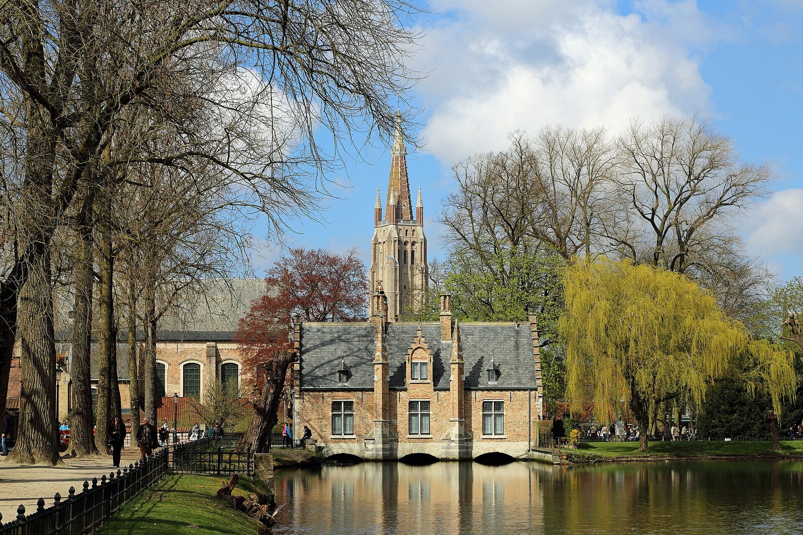 Brick Sashuis sluice house on the Minnewater canal, through which water passes