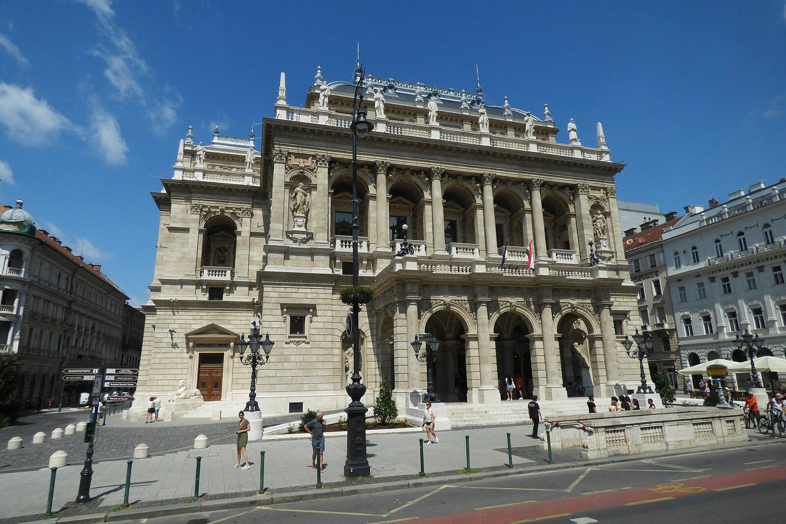 Façade of the Hungarian State Opera House on Andrássy Avenue in Budapest.