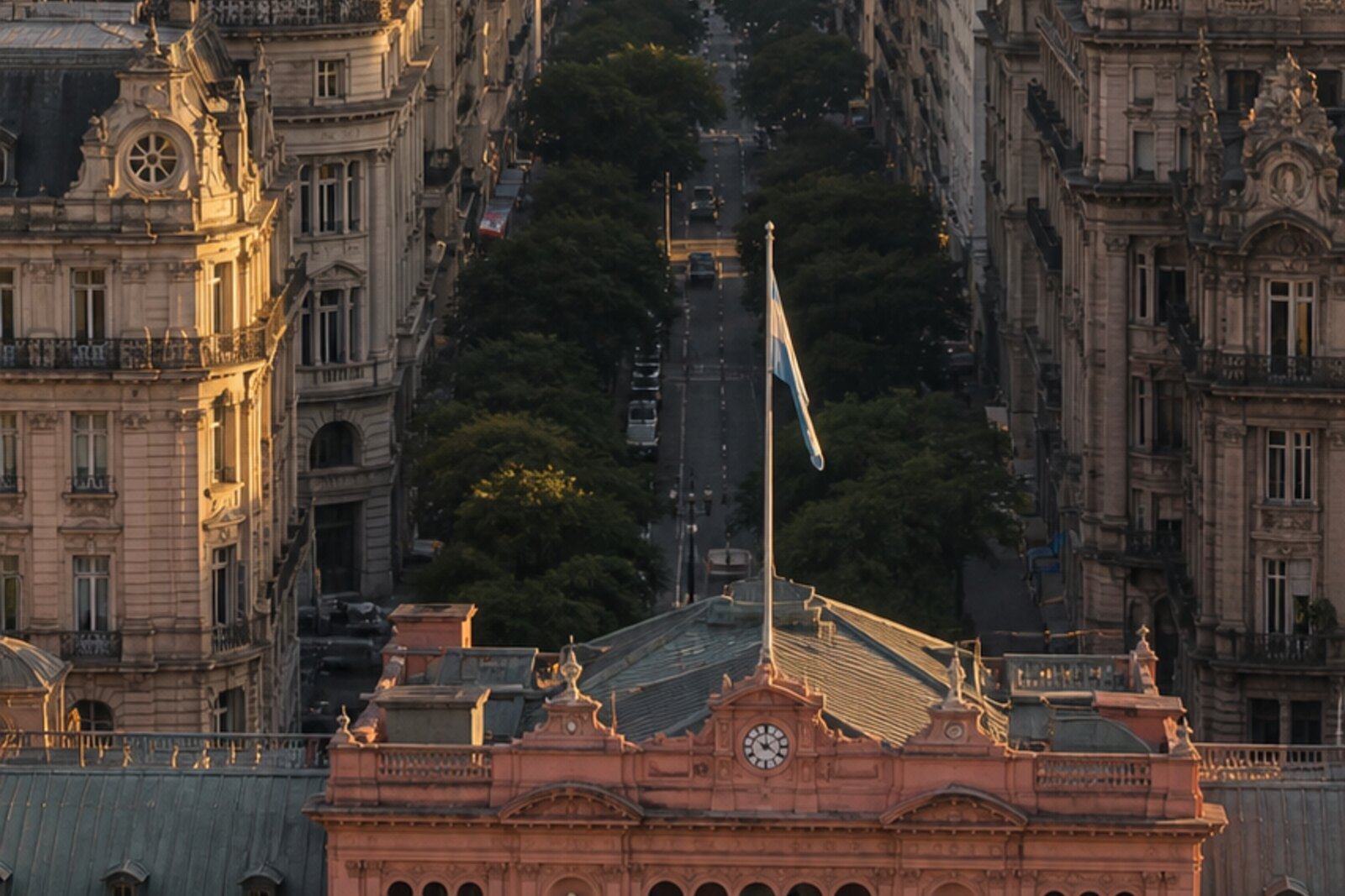Generated editorial cover image for the route “Plaza de Mayo and Avenida de Mayo: the axis of power”