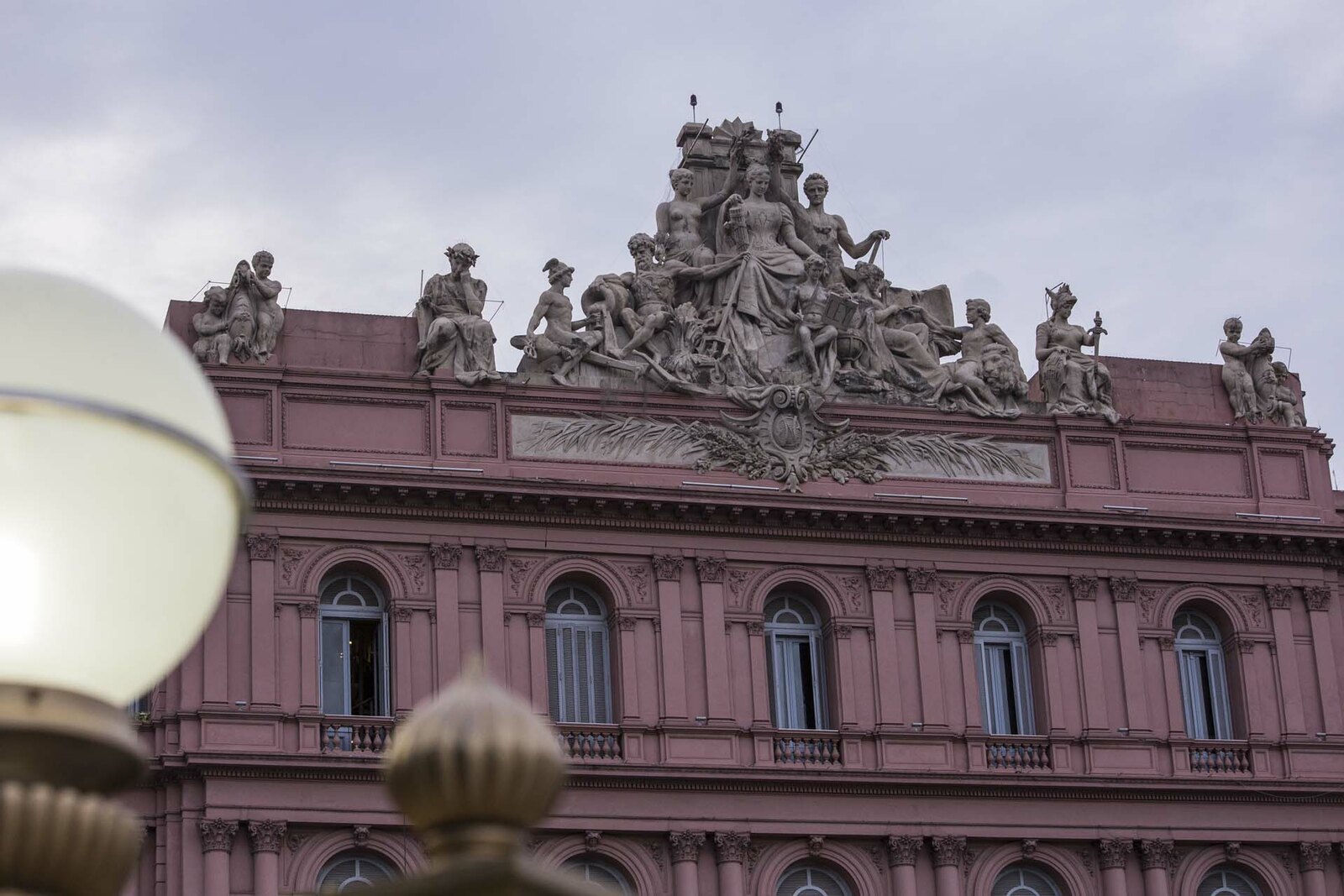 The eastern facade of Casa Rosada as seen from Plaza de Mayo.
