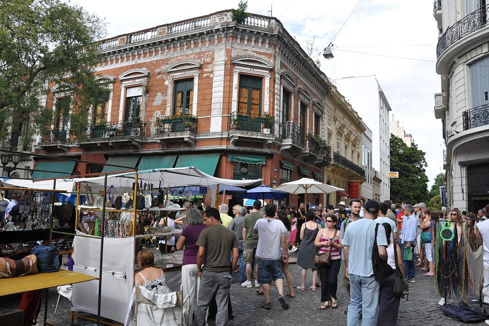 A square with cafés and antique shops in San Telmo