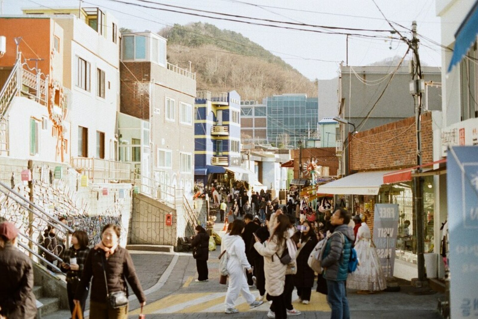 Street-level spot in Gamcheon by The Little Prince viewing installations.