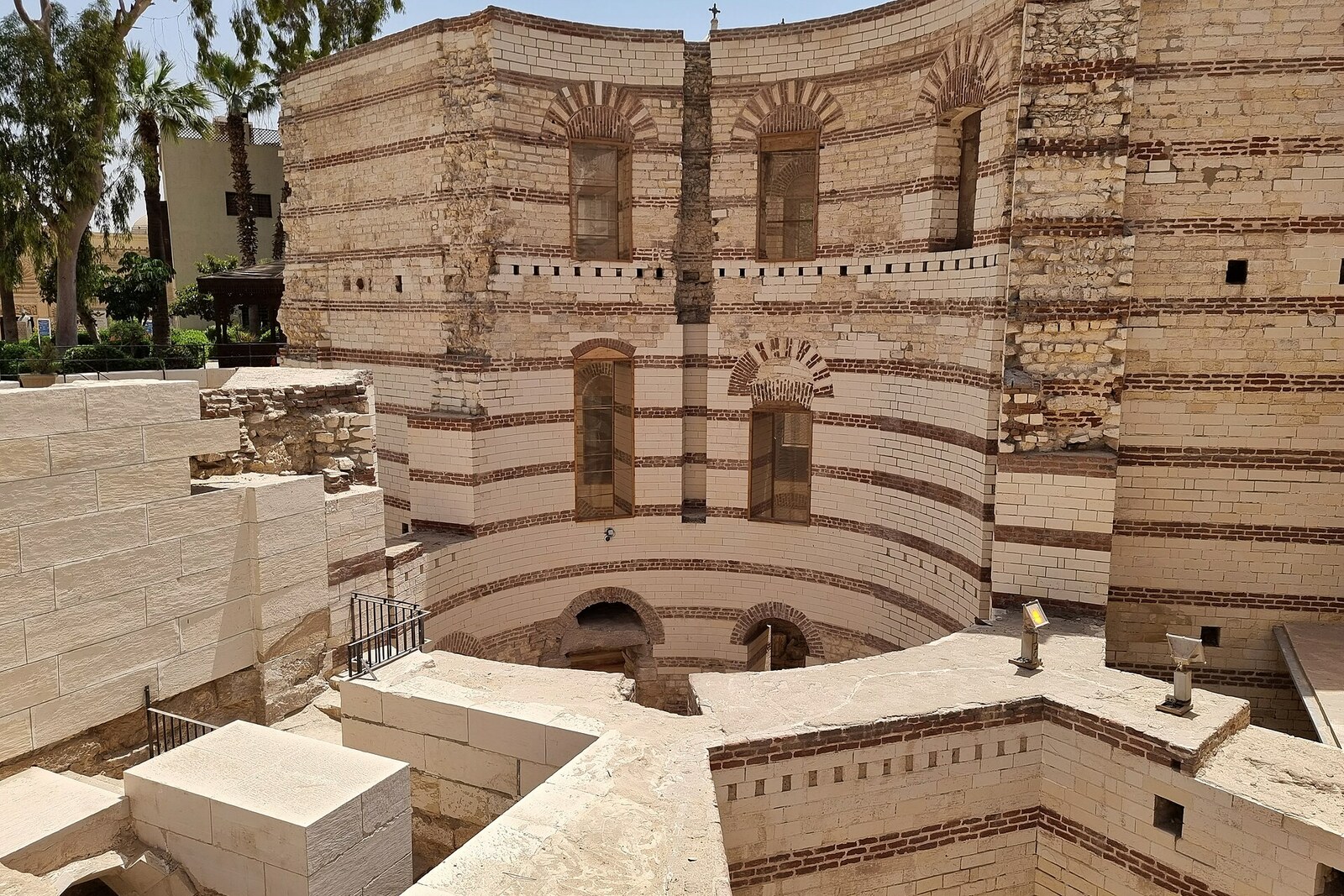 A stone tower of Babylon Fortress with small windows