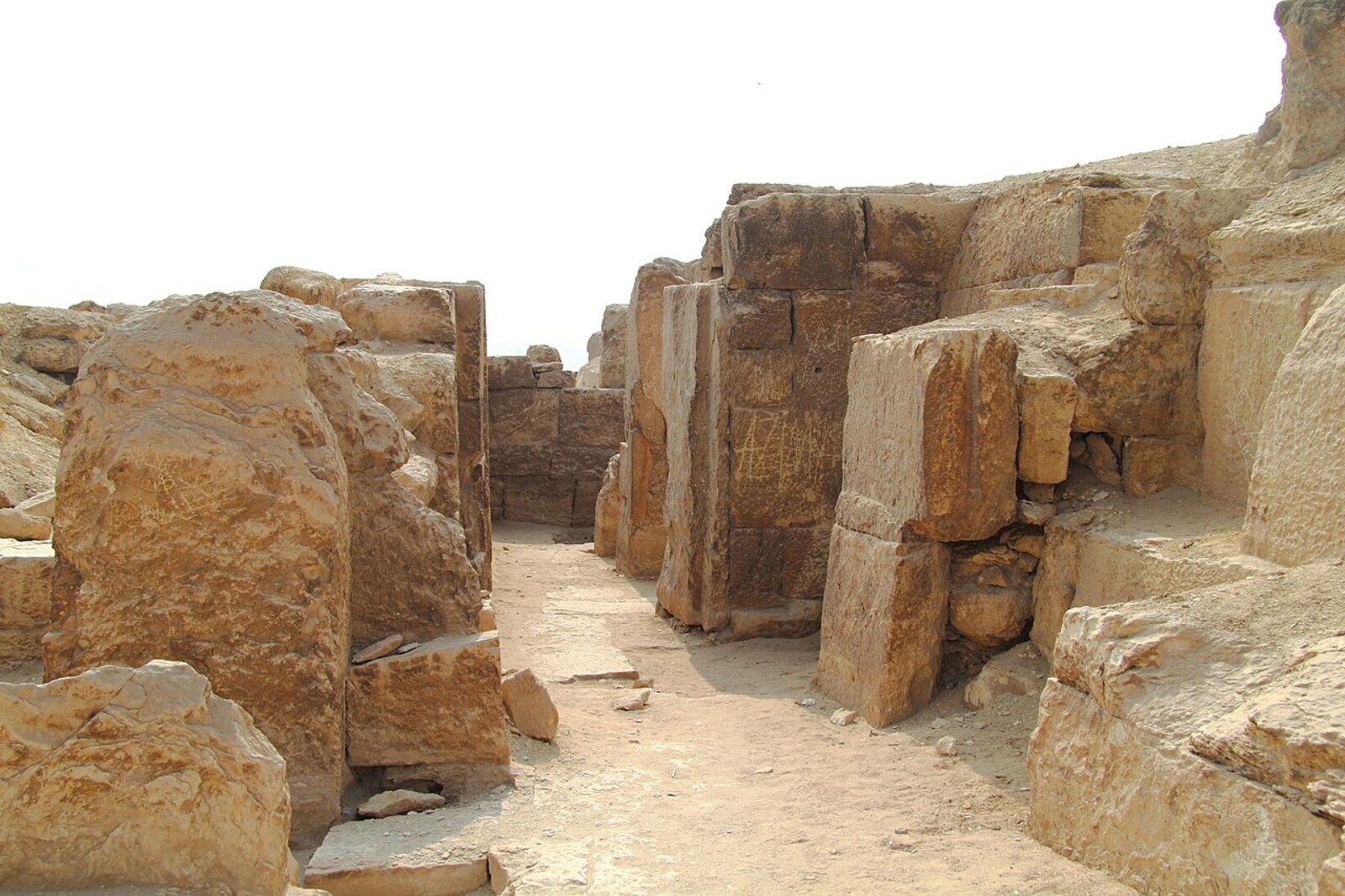 Rows of stone mastabas in the Eastern Cemetery on the Giza Plateau.