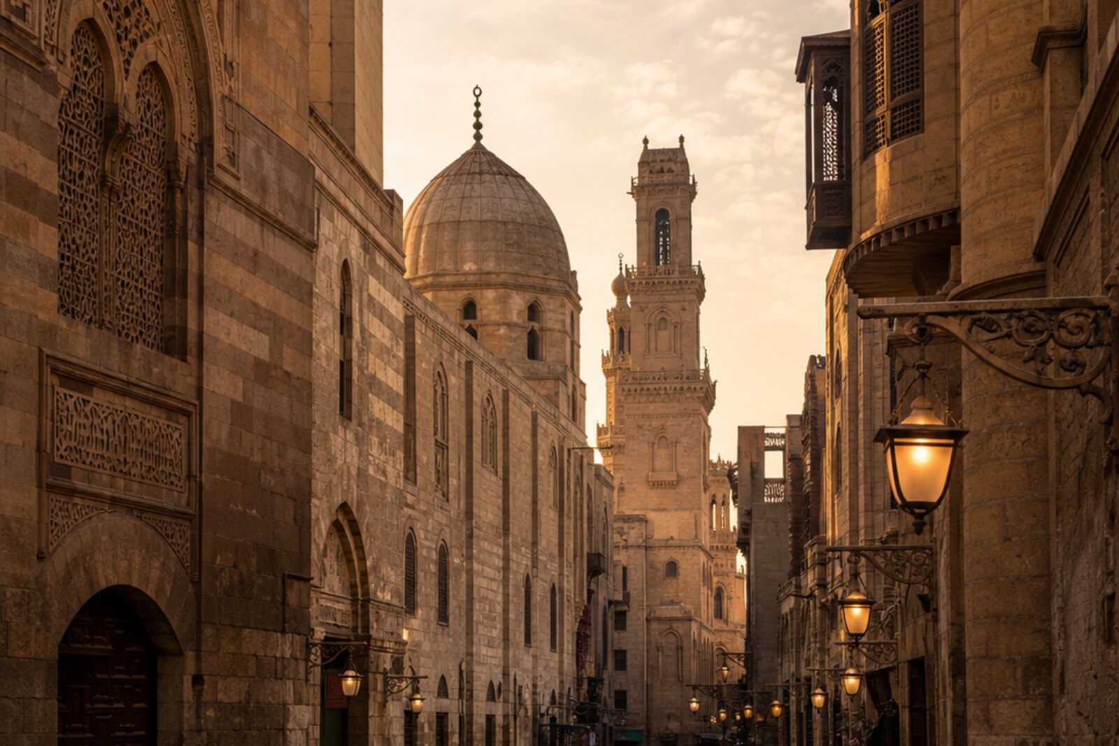 Generated editorial cover for the route “Al-Muizz: the spine of medieval Cairo”