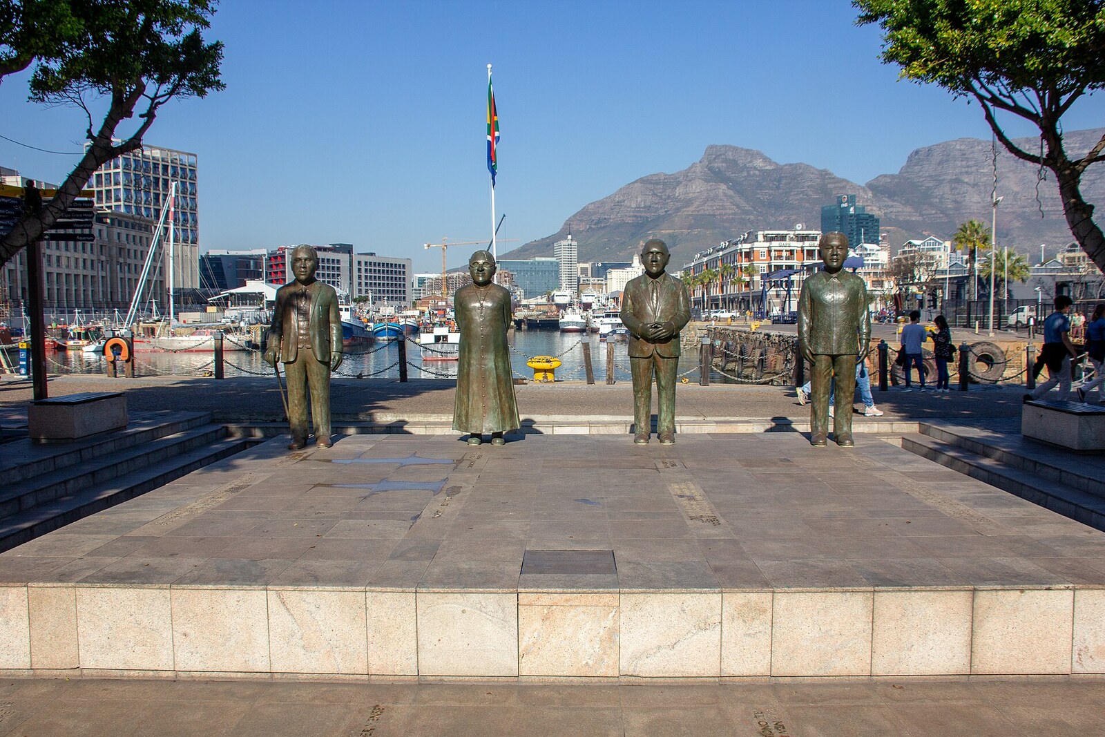 Sculptures in Nobel Square at the V&A Waterfront in Cape Town.