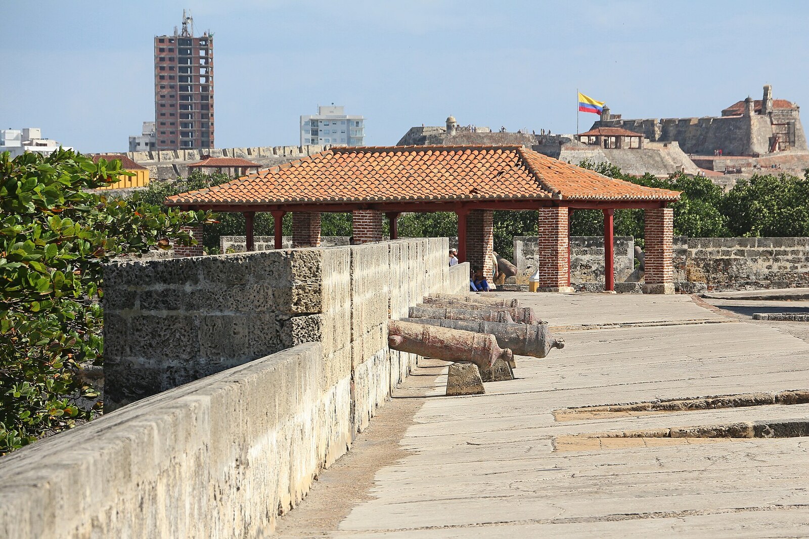 The stone Santa Catalina Bastion against the sea and sky