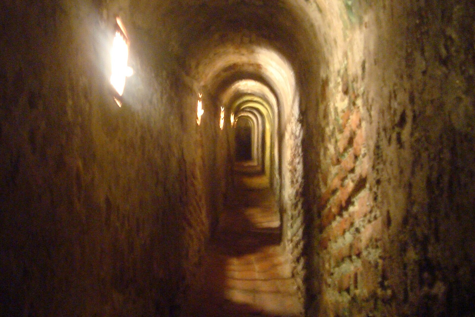 Brick tunnel with an arched vault inside San Felipe Fortress