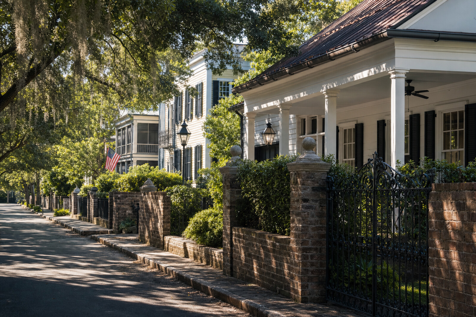Generated cover: South of Broad, side piazzas, wrought-iron gates, and the quiet grammar of Charleston homes.