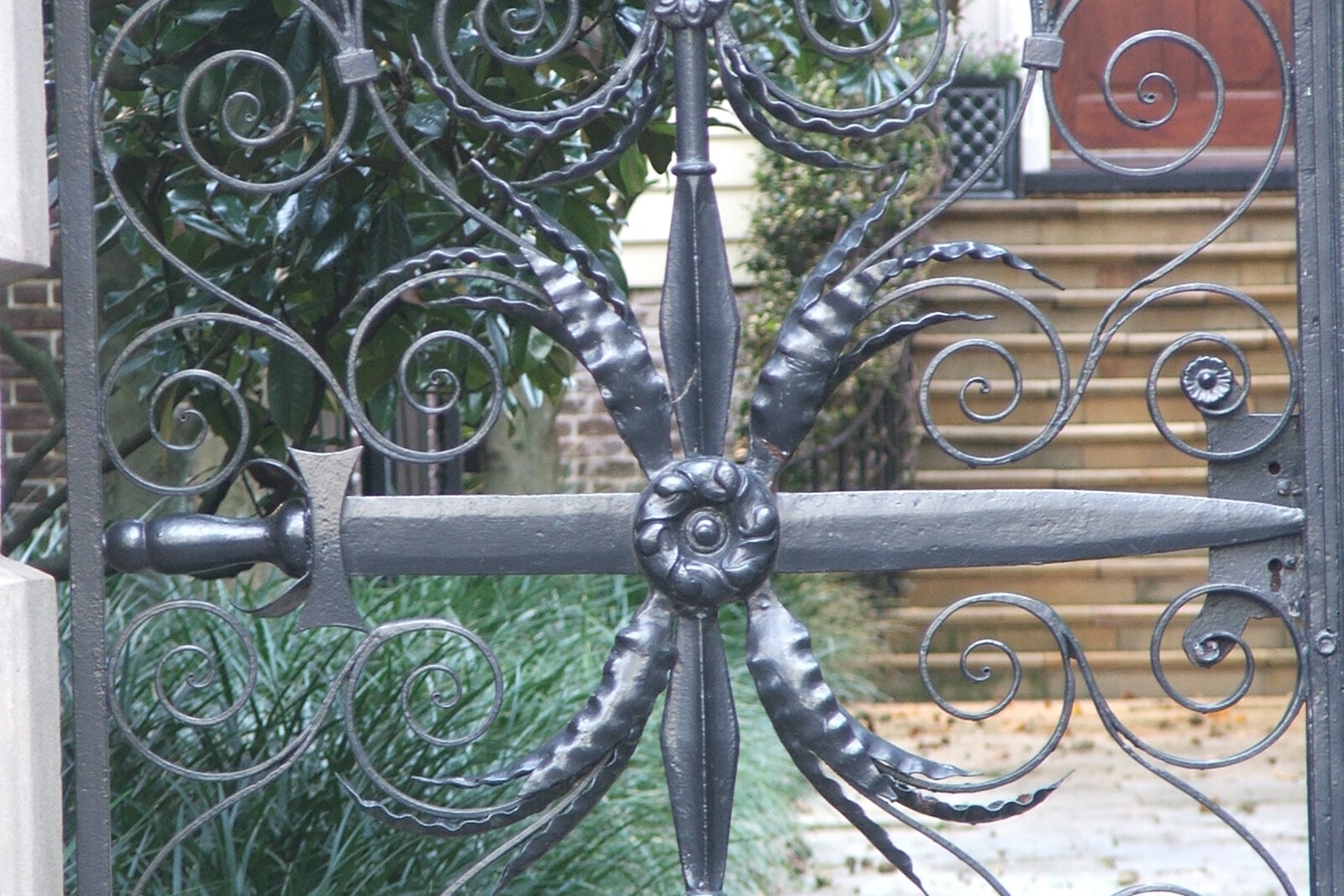 Wrought-iron Sword Gates at a house on Legare Street.