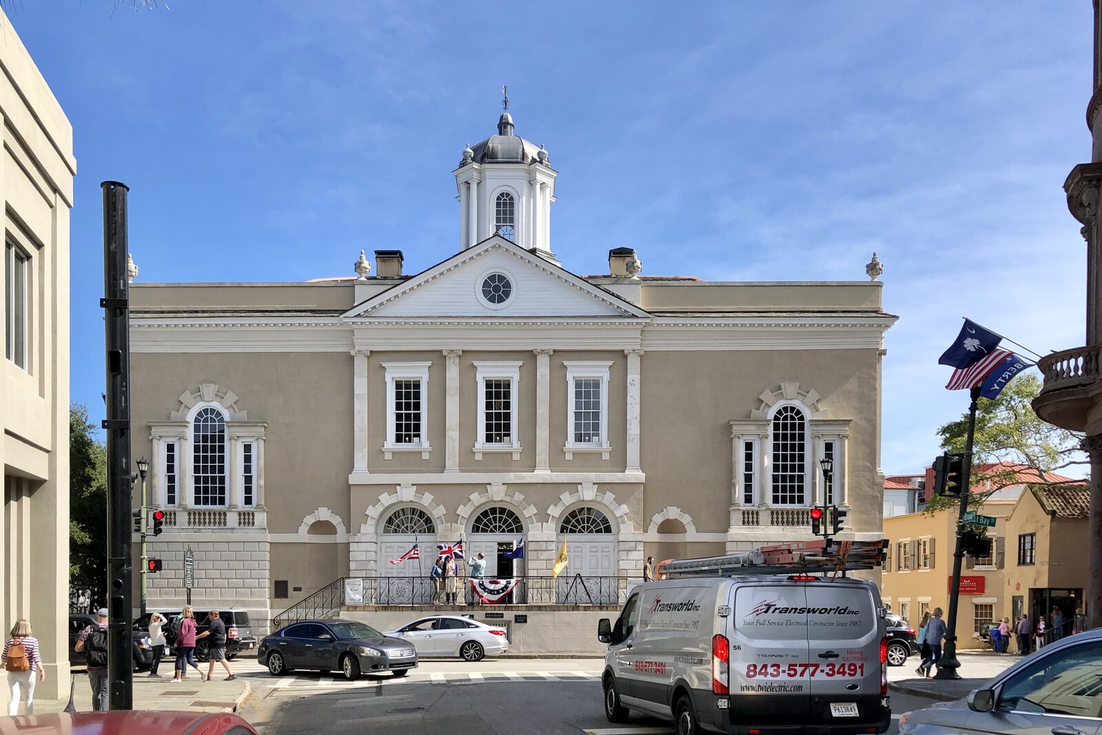 The façade of the Old Exchange and Provost Dungeon by East Bay Street.