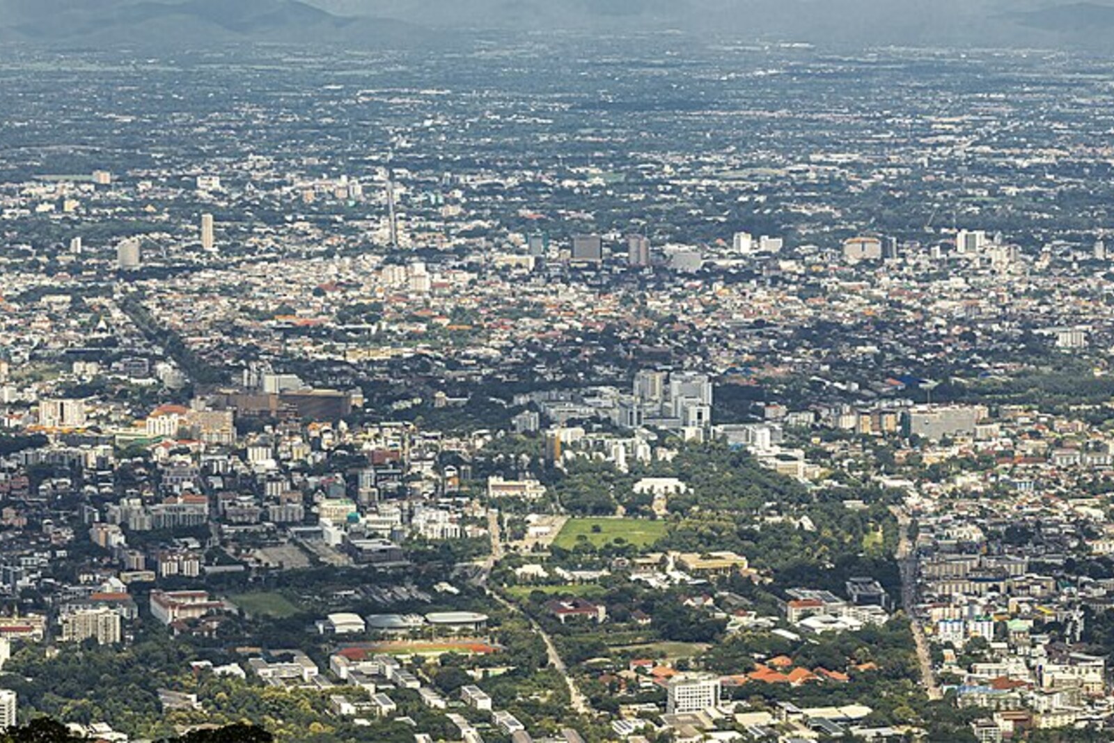 Panoramic view of Chiang Mai from the height of Doi Suthep
