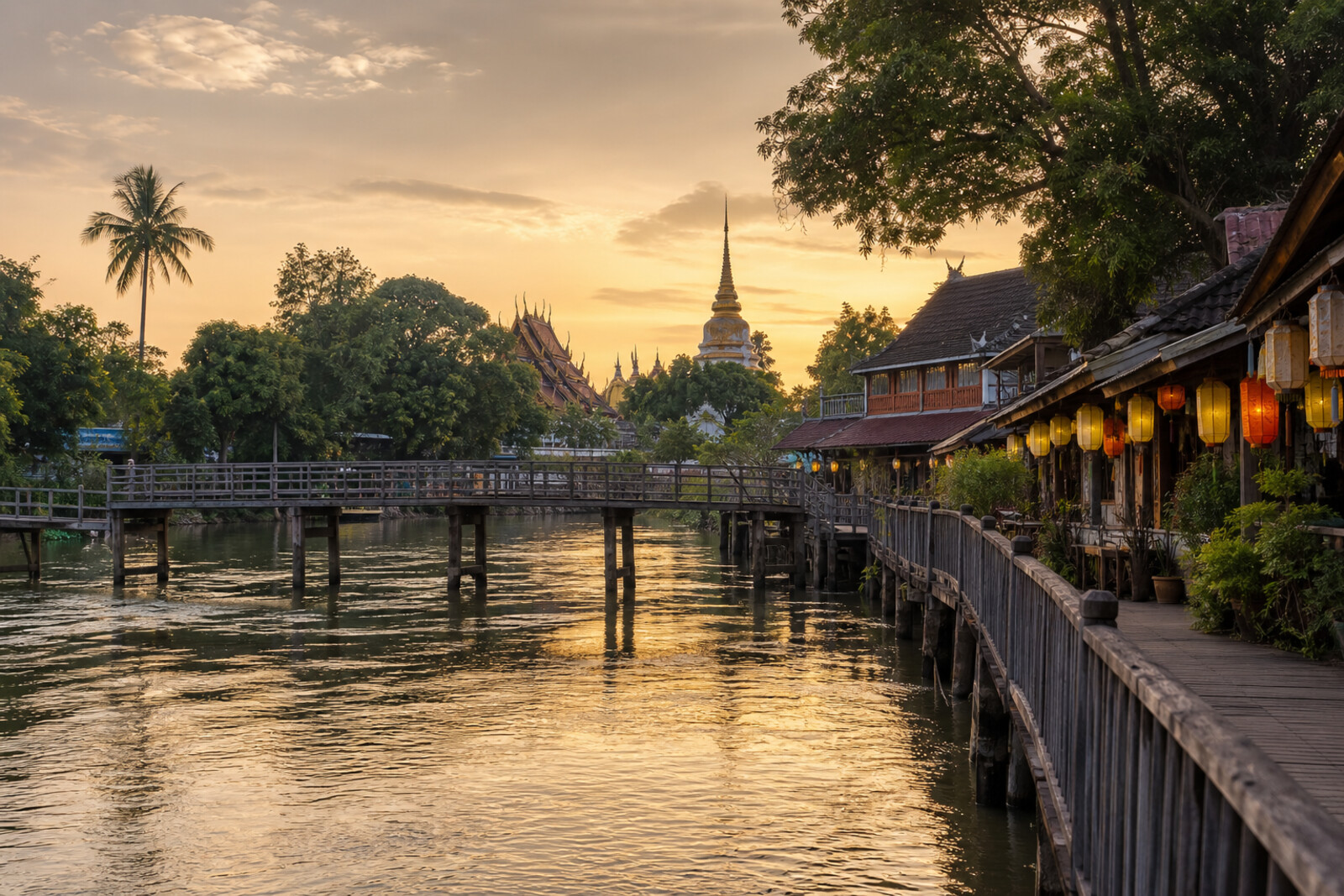 Generated editorial cover for the route “Ping River and Wat Ket Karam: a commercial city by the water”