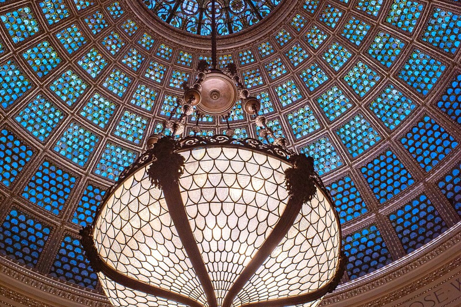 The Tiffany Dome inside the Chicago Cultural Center.
