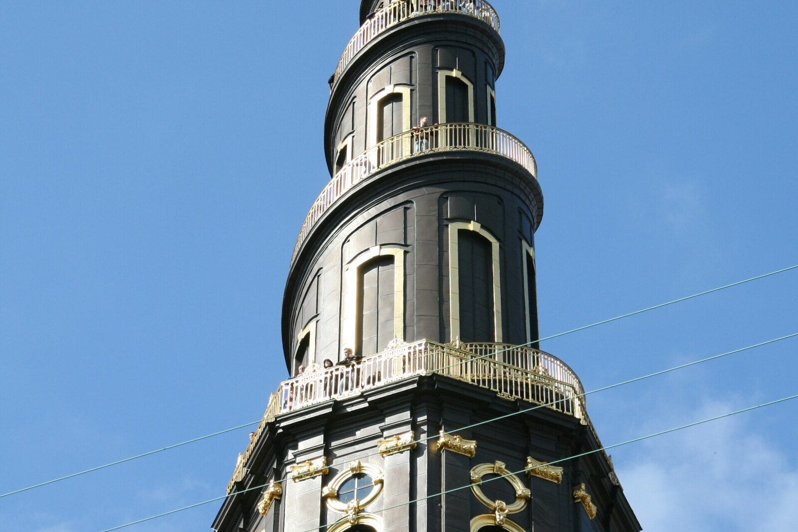The golden spiral spire of the Church of Our Saviour.