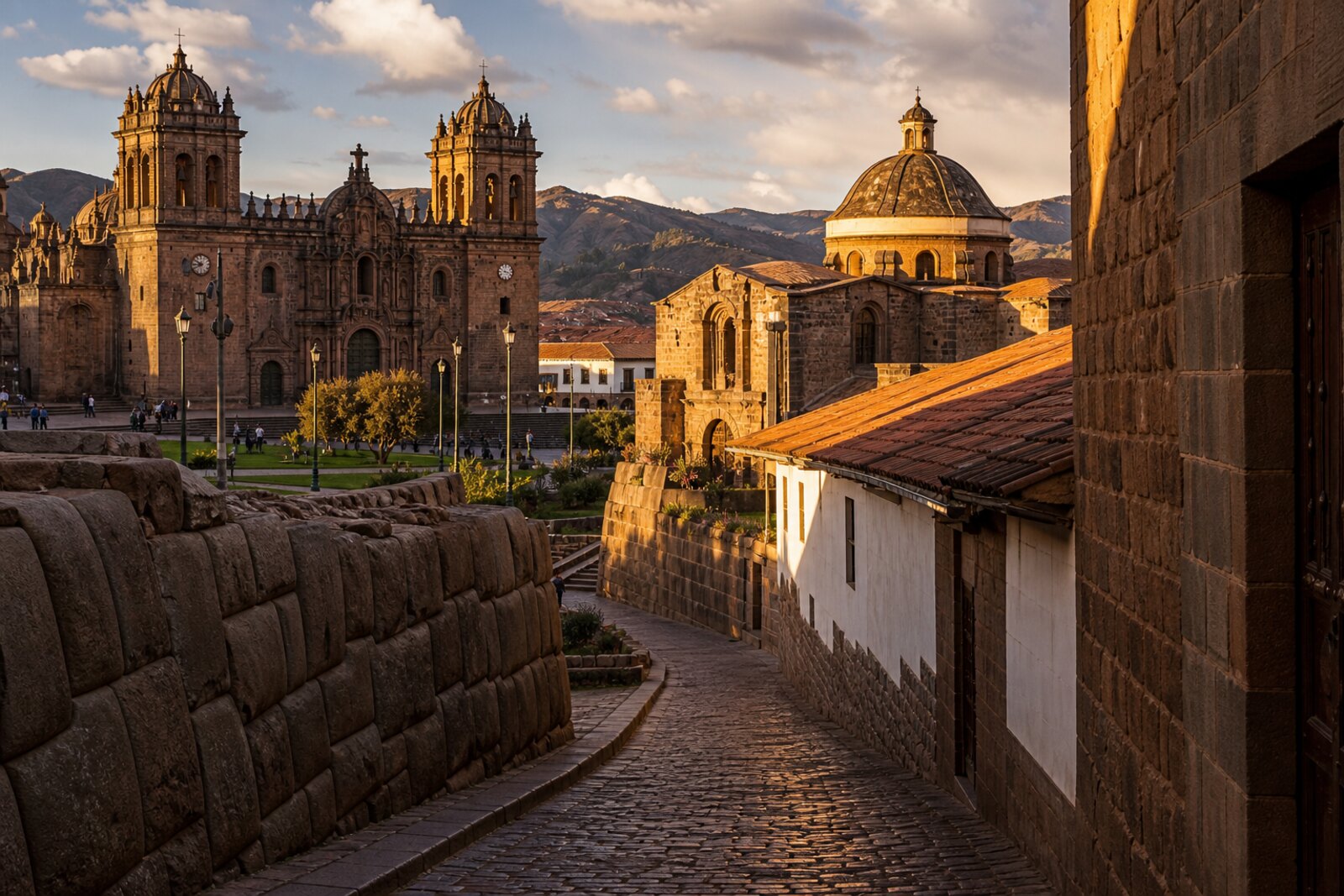 Generated editorial cover image for the route “Plaza de Armas and Coricancha: a city built over an empire”