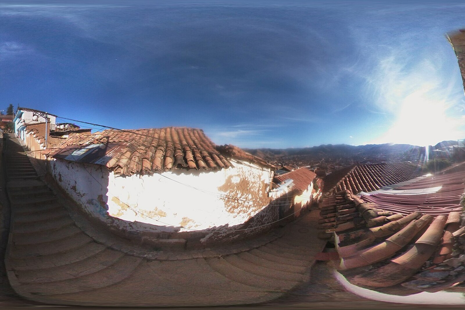 Stairs and hillside at Mirador de San Blas above Cusco's historic center