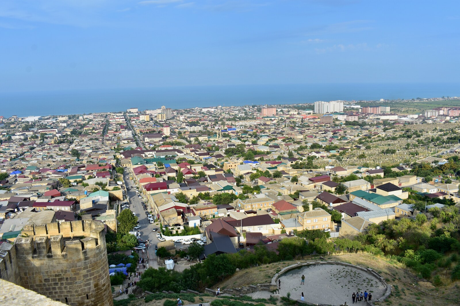 View from Naryn-Kala over the roofs of Derbent and the Caspian Sea