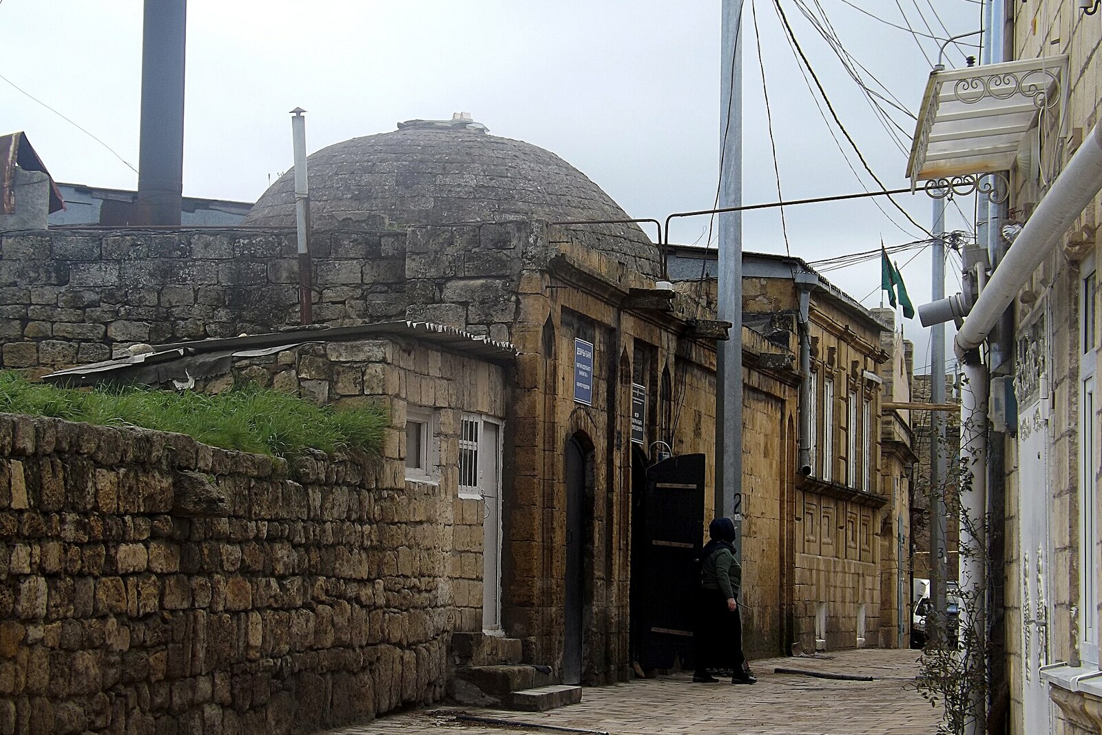 The sunken building of Maiden's Bathhouse in old Derbent