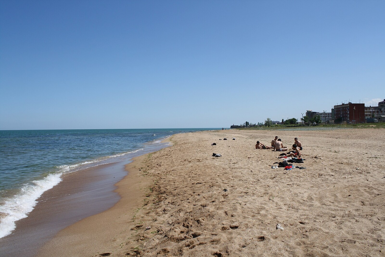 The Caspian shore and sea in Derbent