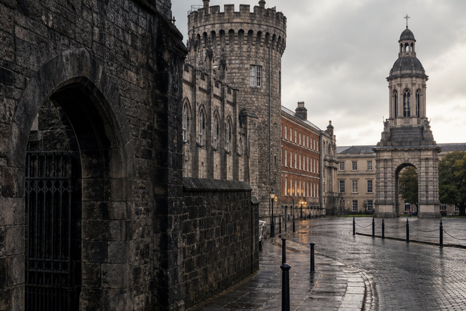 Generated editorial cover for the route “Dublin in Power: Castle, Walls and Trinity College Dublin”