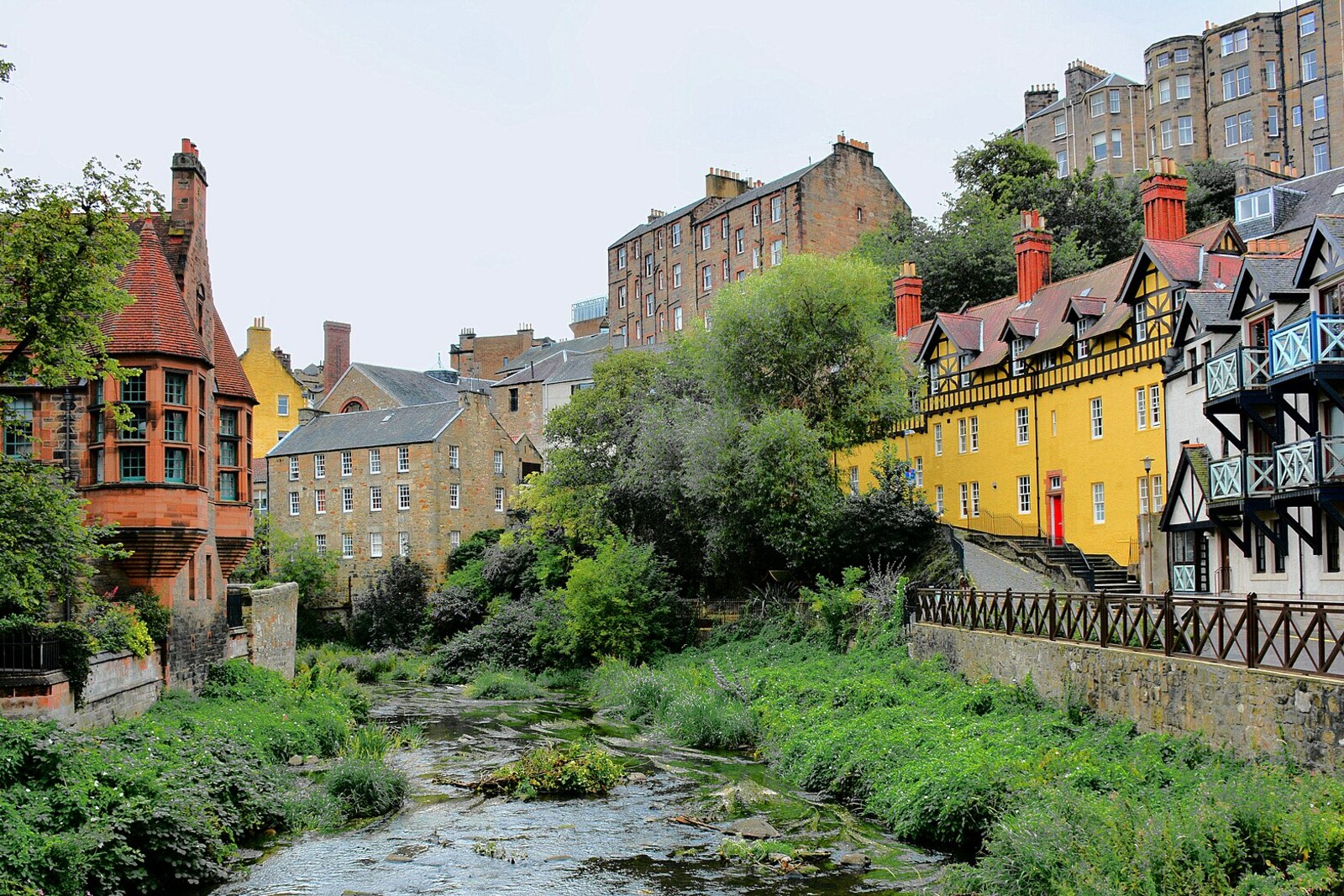 Dean Village: a river between stone houses