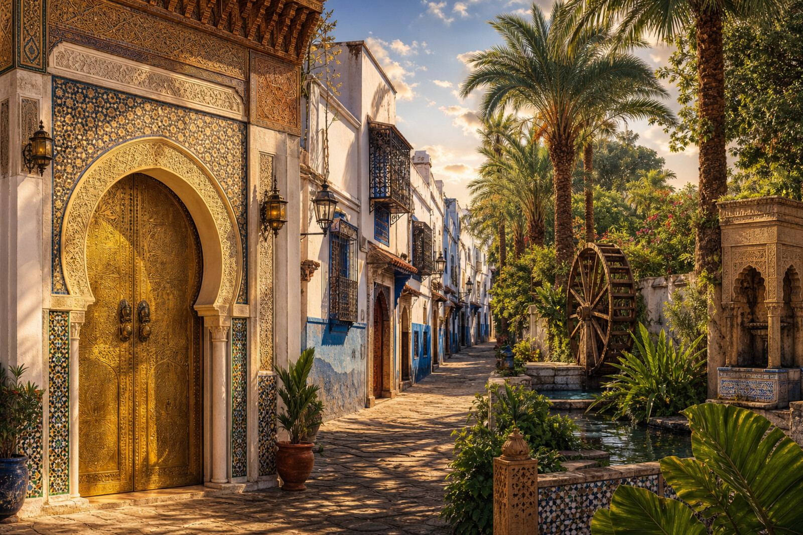 Generated editorial cover for the route “Fes el-Jdid and the Mellah of Fez: palace, quarter, and garden”