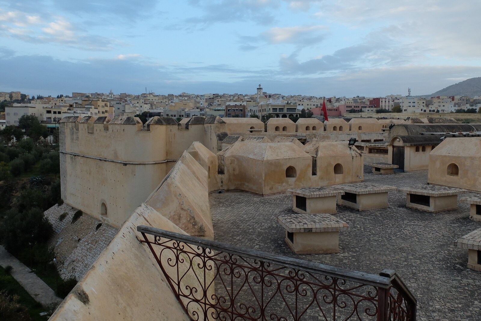 Borj Nord fortress with crenellated walls and a view of the city