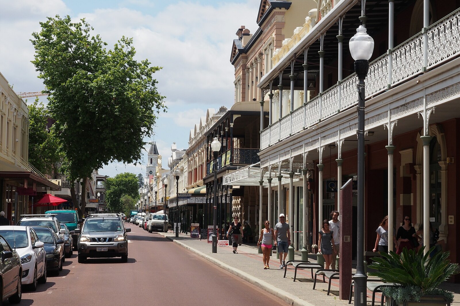 Historic facades along High Street in Fremantle.