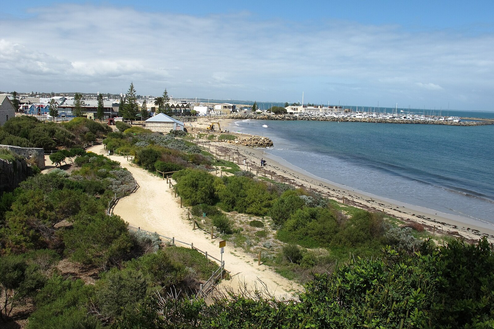 Bathers Beach and the Manjaree shore beneath Arthur Head.