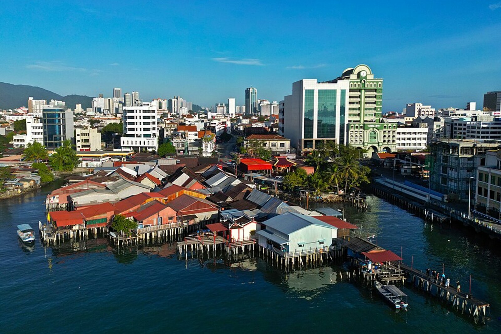 Wooden walkway and houses at Lim Jetty in George Town