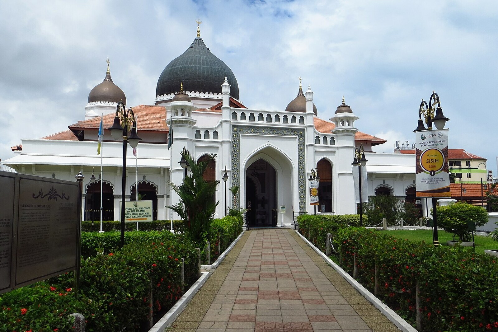 Entrance and façade of Kapitan Keling Mosque.