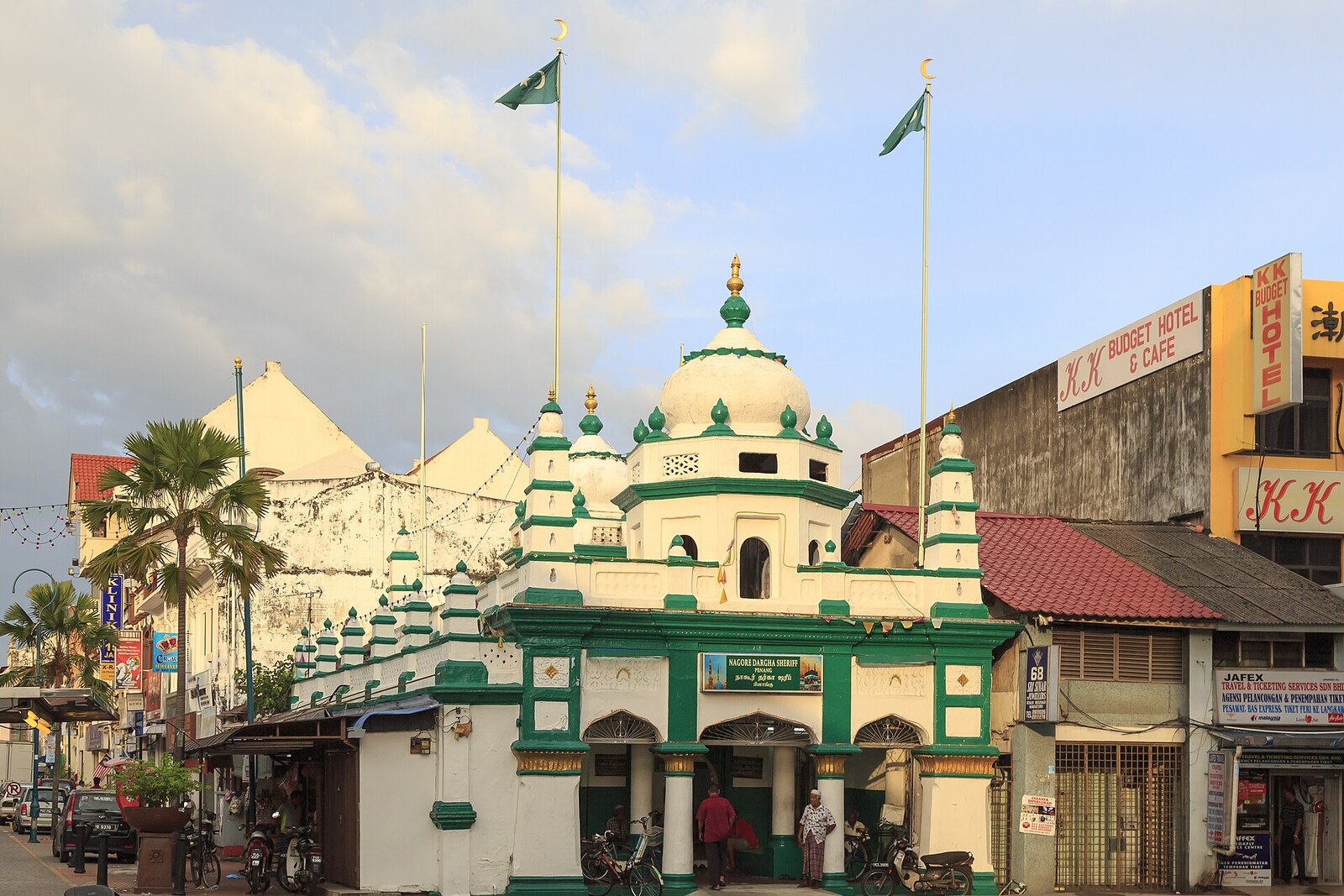 The white Nagore Durgha Sheriff shrine with a miniature minaret
